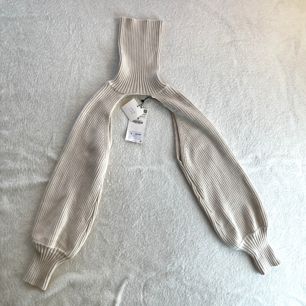 ZARA Ivory Women's Long Sleeve Mock Viscose Turtleneck Top Size Medium